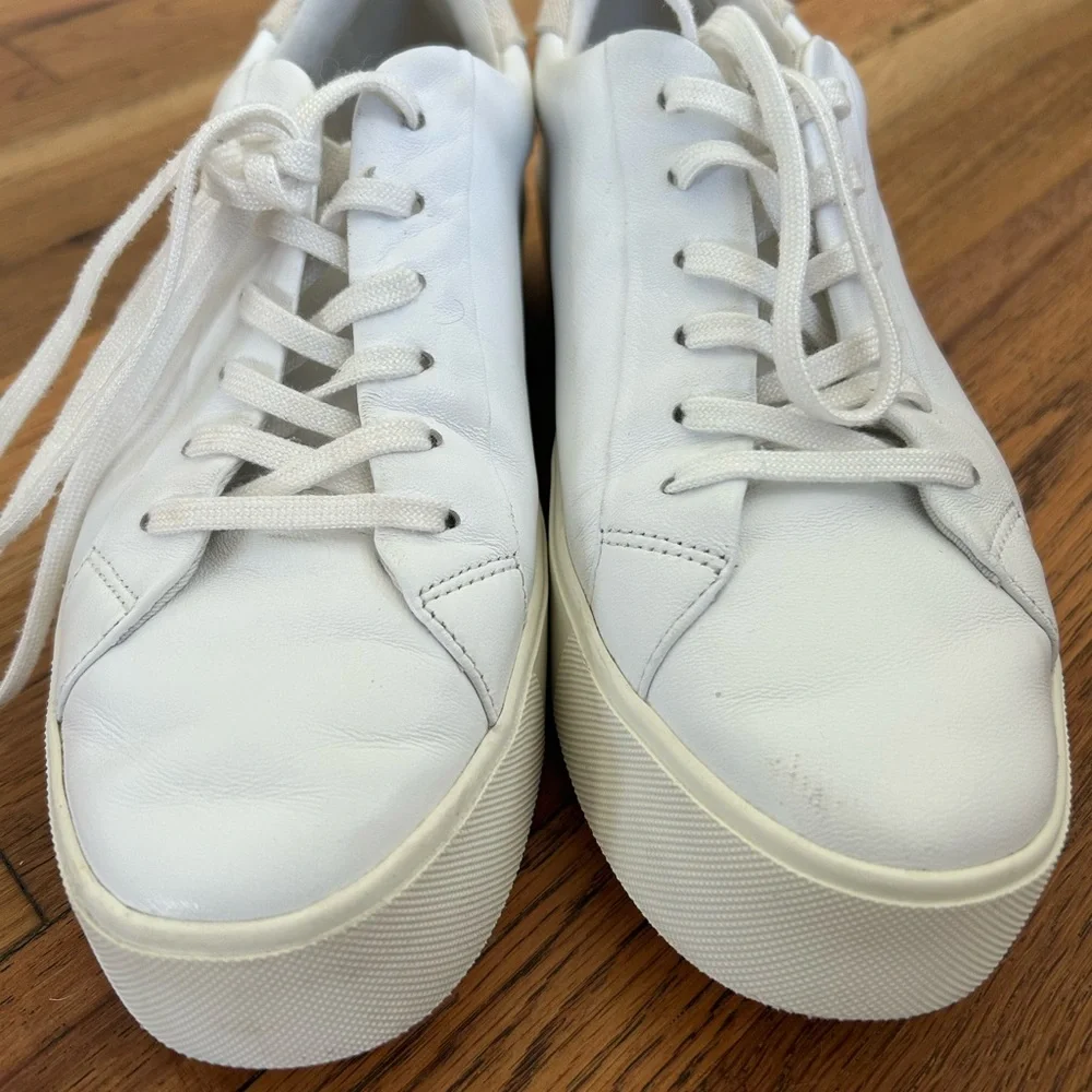 Vince Benfield Leather Platform White Sneaker Size 8 - Picture 4 of 9